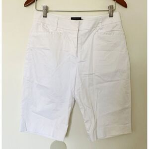Pendleton Modern White Cotton Stretch High Rise Bermuda Pockets Summer Shorts 6